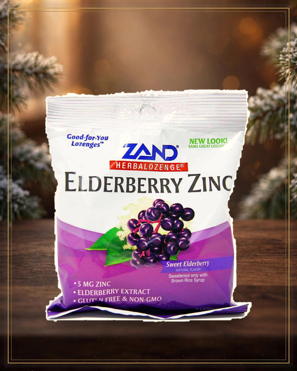Winter-treated gallery frame — Elderberry Zinc Herbalozenges — 18 Lozenges