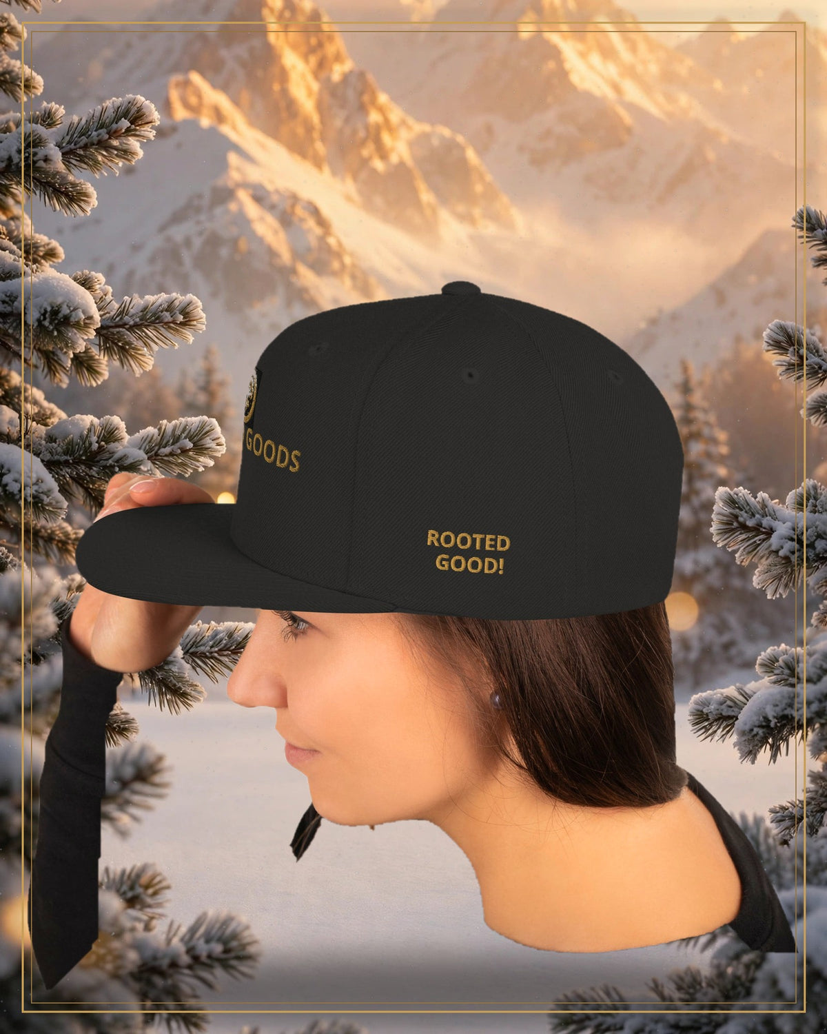 Winter-treated gallery frame — Rooted Goods Signature Cap