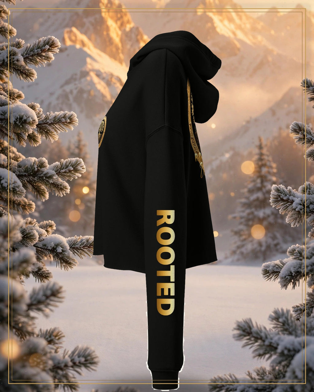 Winter-treated gallery frame — Rooted Goods — Women's Cropped Hoodie