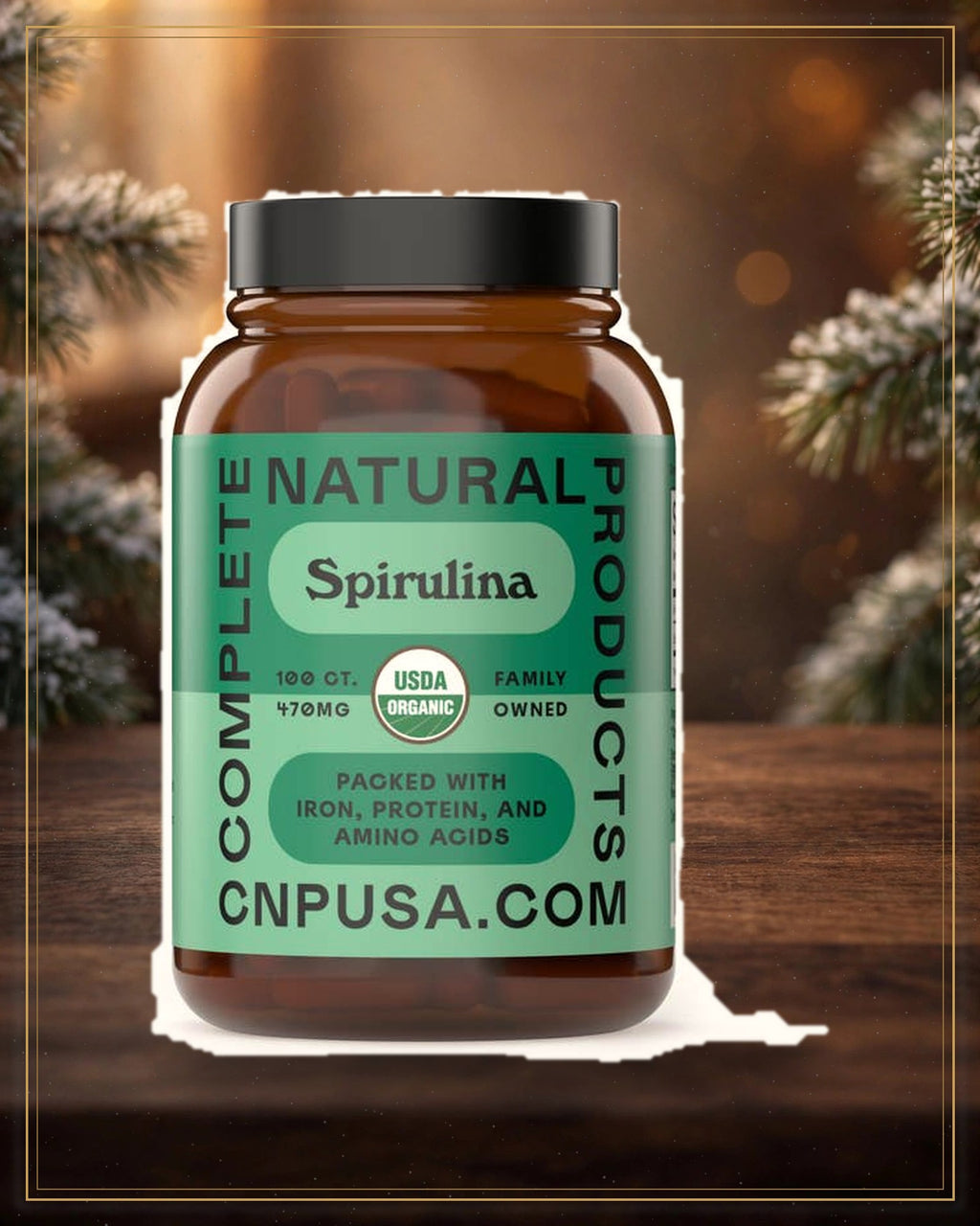 Winter-treated gallery frame — Spirulina Capsules — Organic, 8.4 oz Bottle