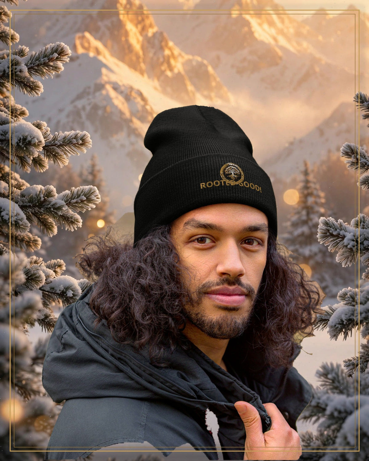 Winter-treated gallery frame — Rooted Goods Knit Beanie