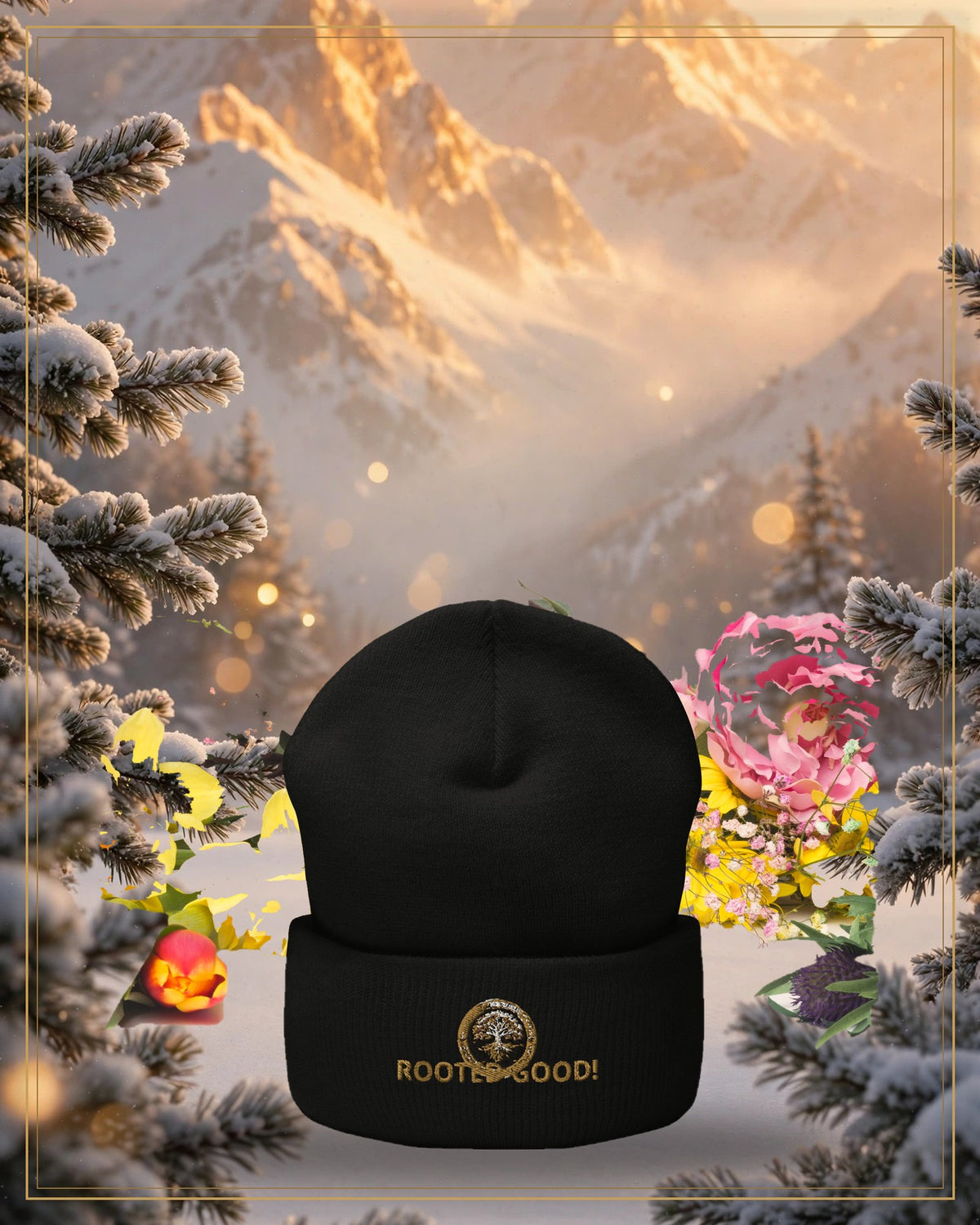 Winter-treated gallery frame — Rooted Goods Knit Beanie