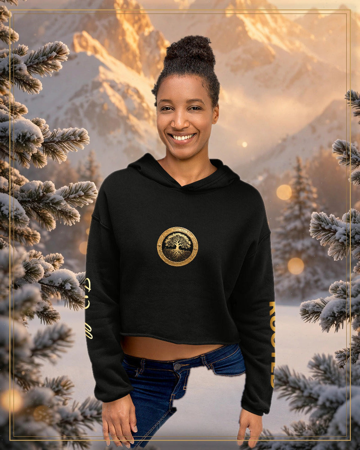 Winter-treated gallery frame — Rooted Goods — Women's Cropped Hoodie