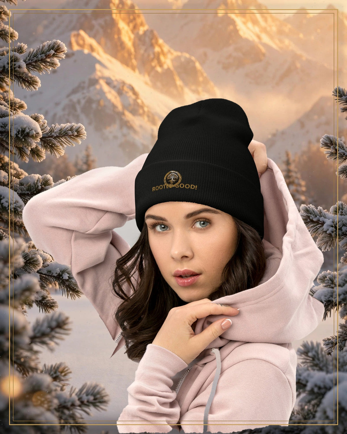 Winter-treated gallery frame — Rooted Goods Knit Beanie