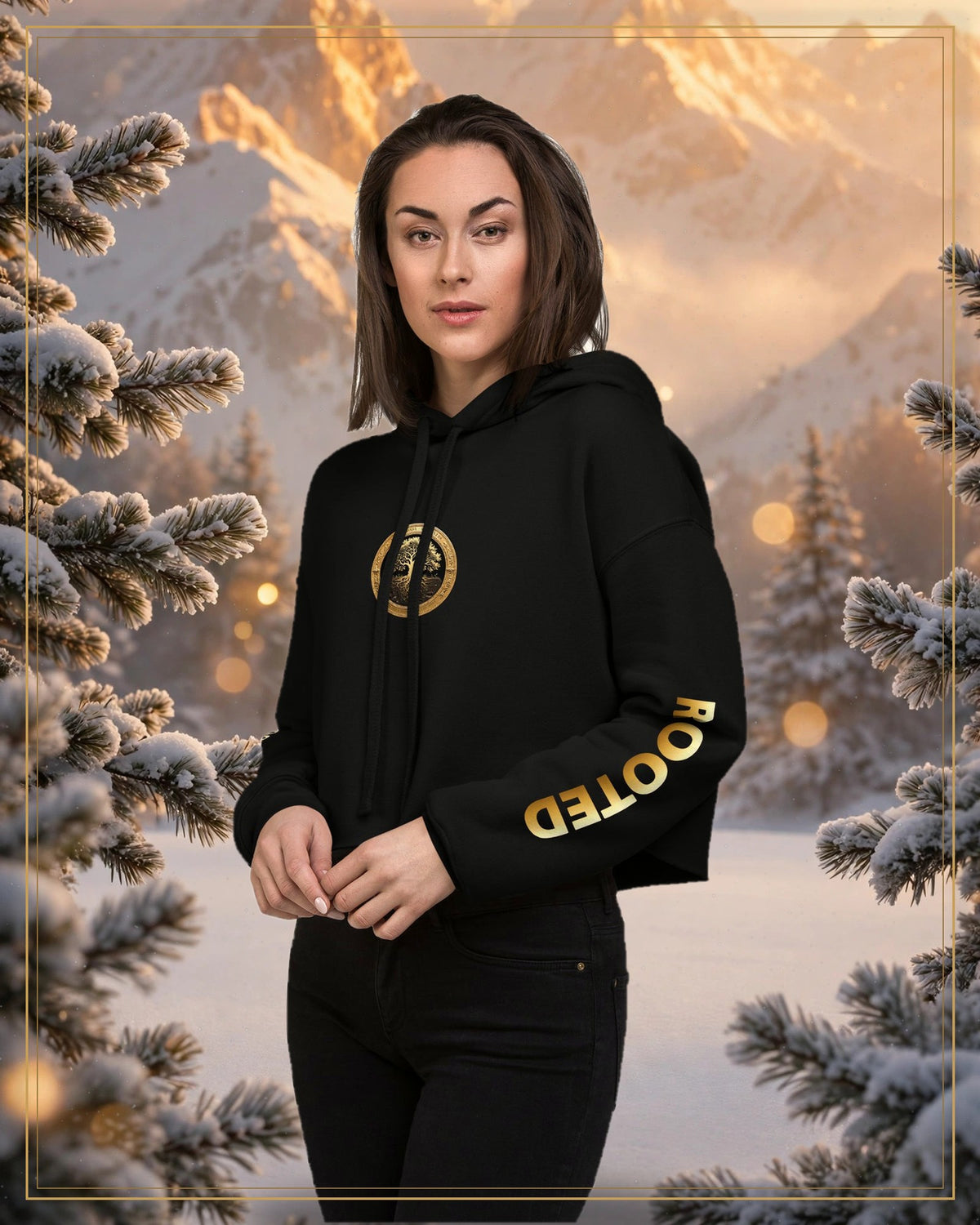 Winter-treated gallery frame — Rooted Goods — Women's Cropped Hoodie