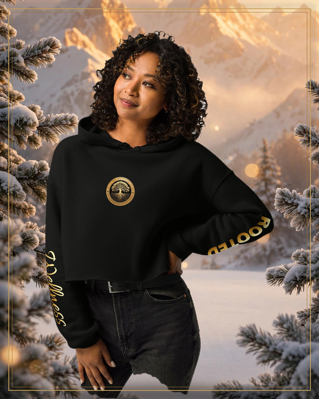 Winter-treated gallery frame — Rooted Goods — Women's Cropped Hoodie