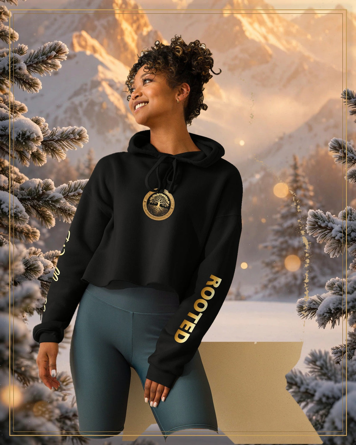 Winter-treated gallery frame — Rooted Goods — Women's Cropped Hoodie