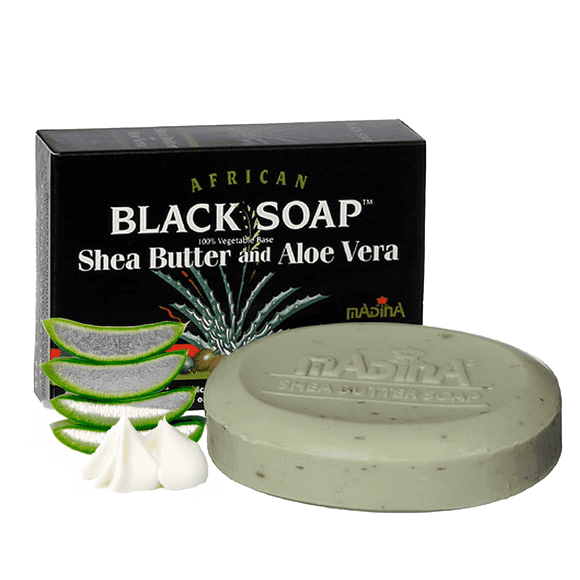 Inside the set - Madina African Black Soap with Shea Butter and Aloe Vera