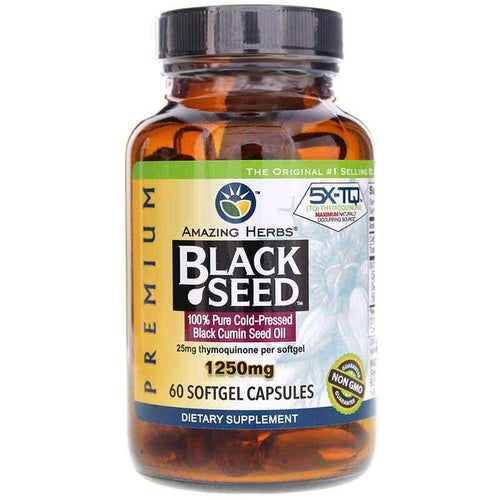 Amazing Herbs Premium Black Seed Oil 1250 mg — 60 softgels bottle