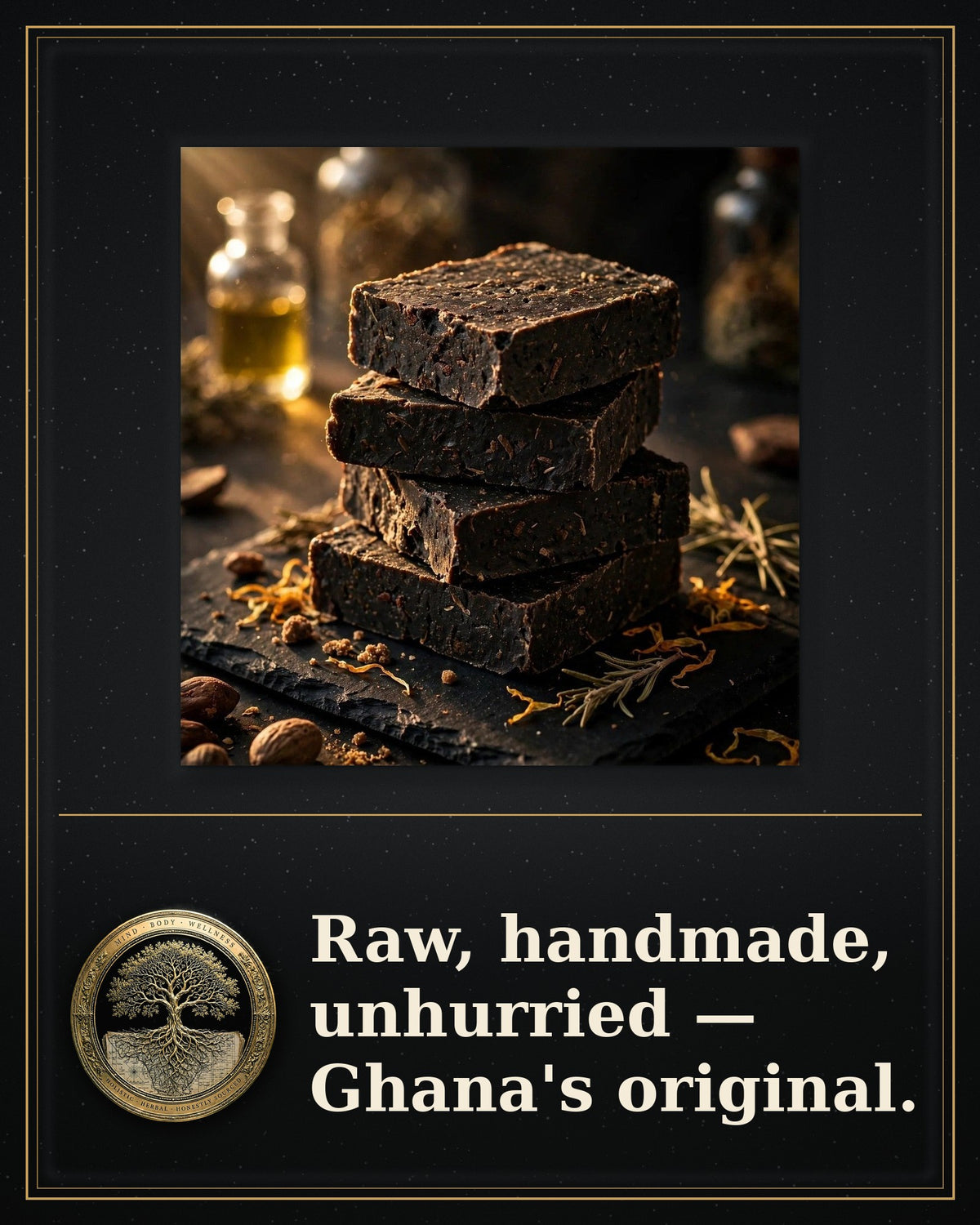 Rooted Goods Co. — Authentic African Black Soap — Ghana, 6 oz Bar