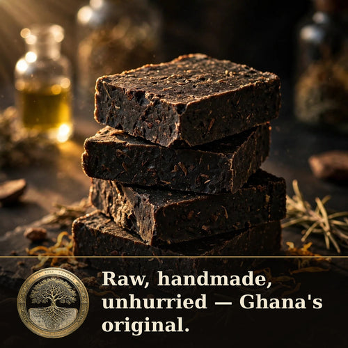 Authentic African Black Soap — Ghana, 6 oz Bar — Rooted Goods Co. advertisement