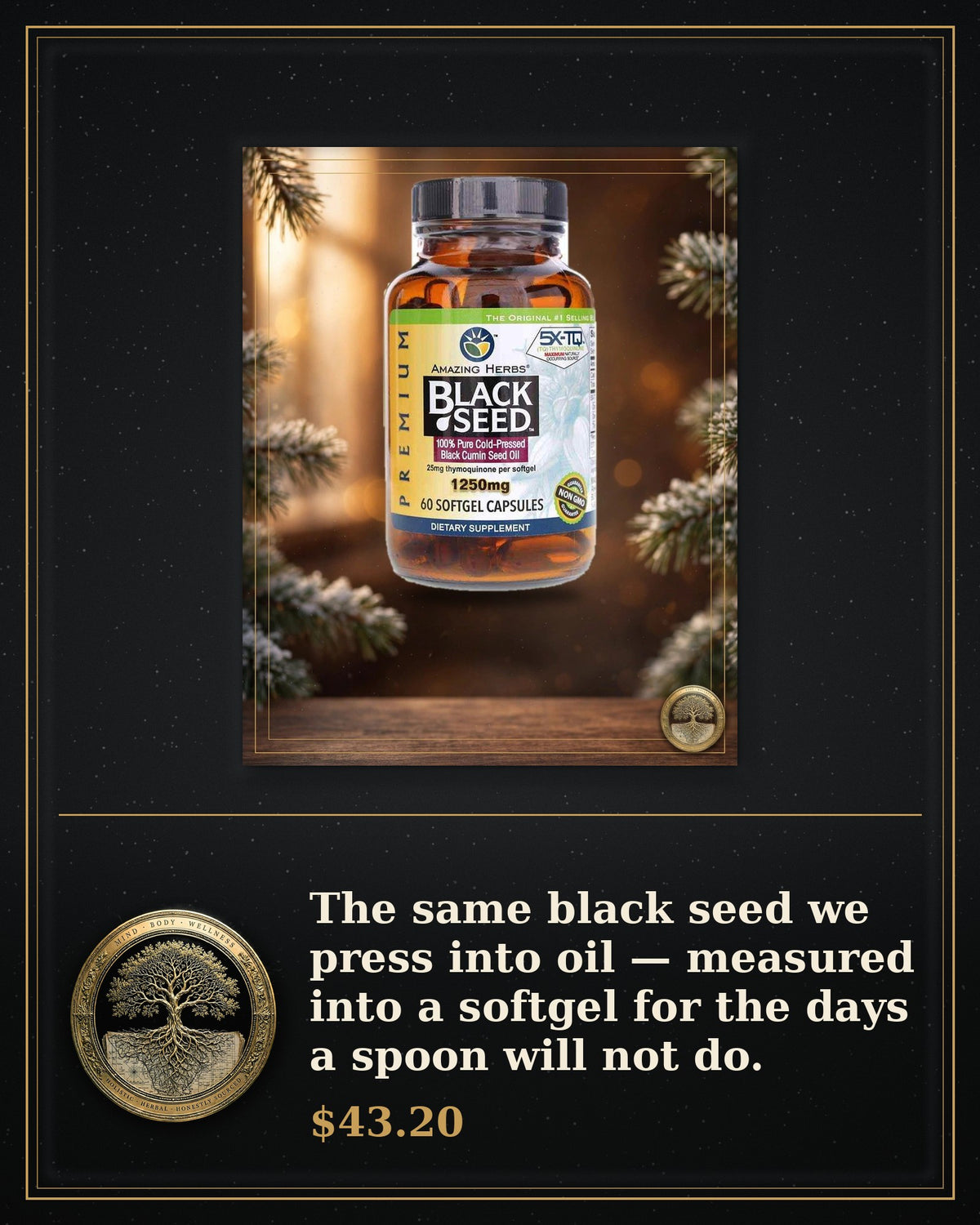 Rooted Goods Co. — Black Seed Oil Softgels — Cold-Pressed, 60 Softgels