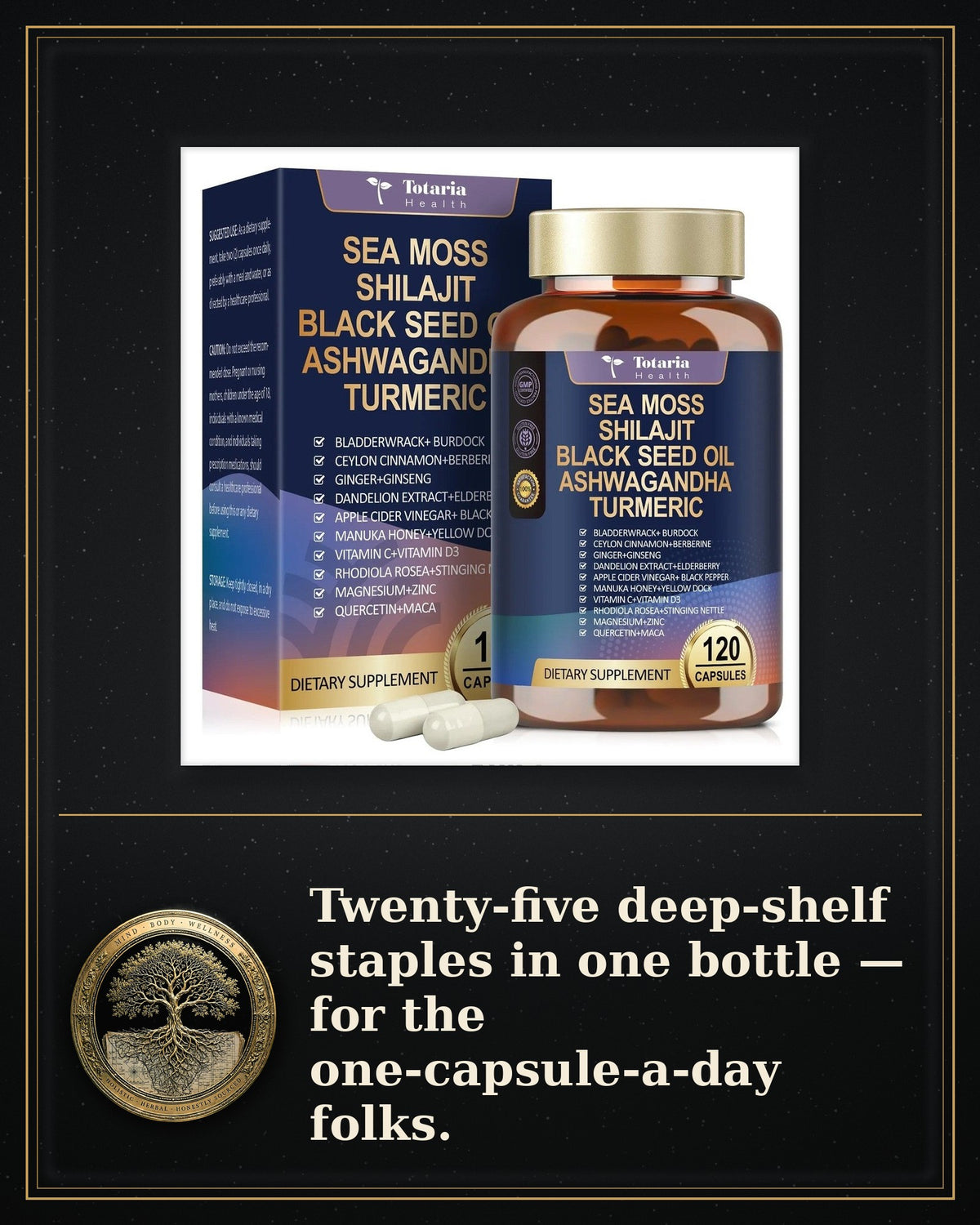 Rooted Goods Co. — Sea Moss 25-in-1 — Daily Blend Capsules, 120 Capsules